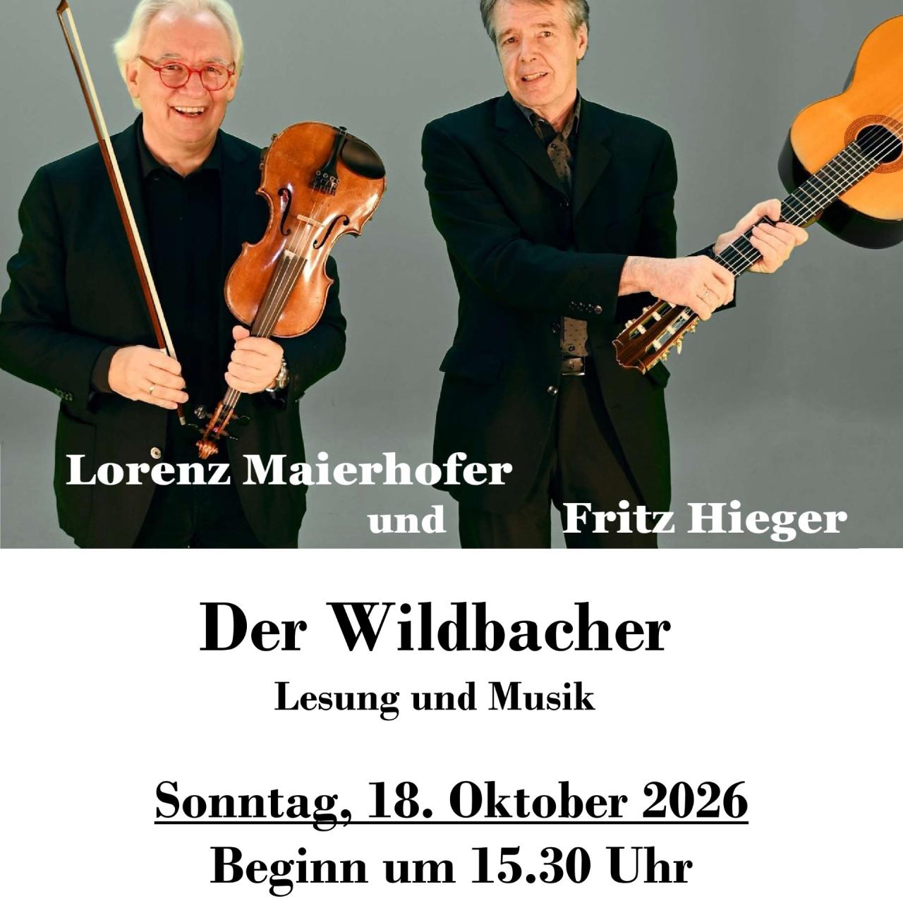 Einladung Lesung mit Musik "Der Wildbacher"